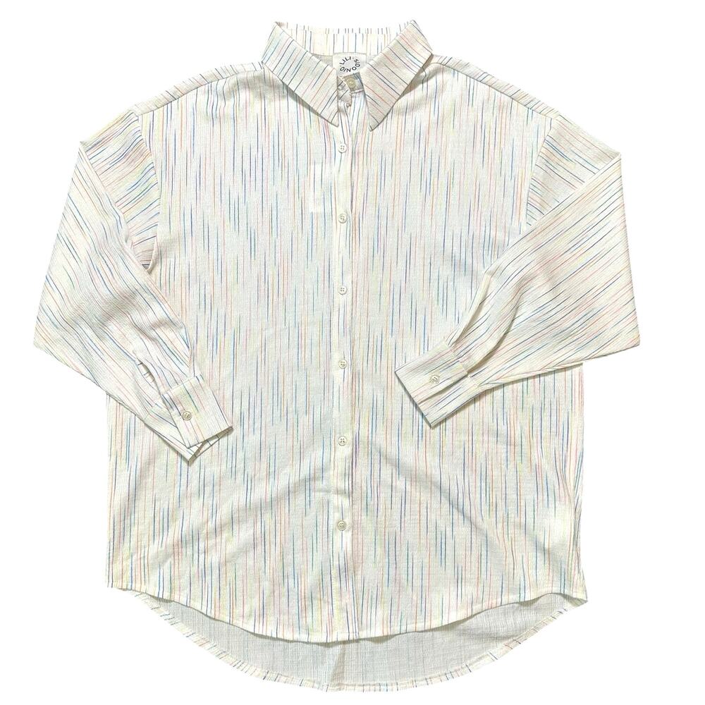 Lili Sidonio Colorful Stripe Woven Blouse Oversized NEW